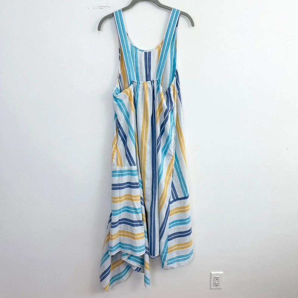 Anthropologie Awning Striped Maxi Dress Blue Yellow Size Medium - Picture 5 of 7